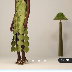 Elegant Green Leaf Pattern Dress